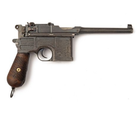 A 7.63mm (MAUSER) FINNISH CONTRACT C96 'BROOMHANDLE' PISTOL, serial no. 290682, with holster stock, circa 1915, with tapering