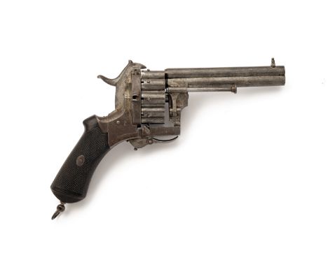 A RARE 7mm PINFIRE TWENTY-SHOT OVER AND UNDER LEFAUCHEUX PATENT REVOLVER, serial no. LE1304, in a later case, circa 1870, wit