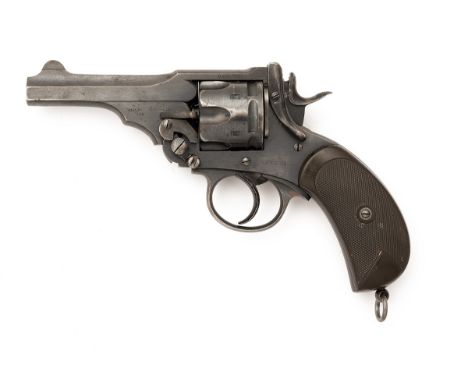 A P. WEBLEY & SON .455 MKIV REVOLVER, serial no. 121308, circa 1906, with 4in. blued barrel, holster guides, South African 'S