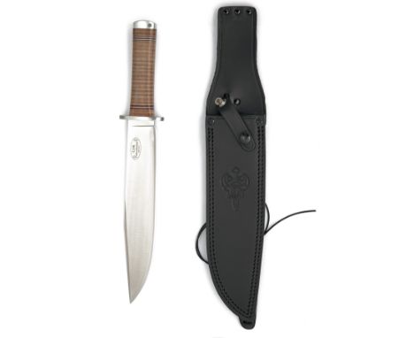TWO QUALITY BOXED & UNUSED LARGE BOWIE-KNIVES SIGNED FALLKNIVEN, MODELS 'THOR' & 'ODIN', the first with 10in. blade, the seco
