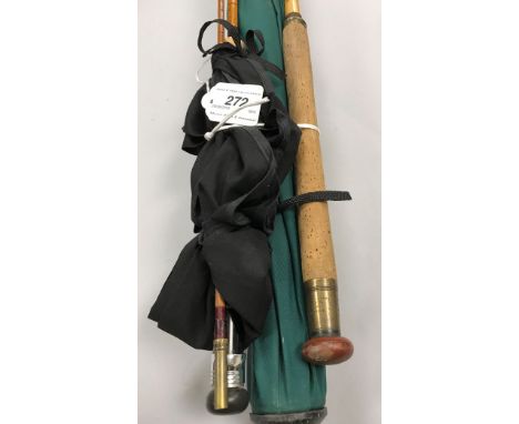 THREE FISHING RODS, comprising a fibreglass Johnny Walker Model