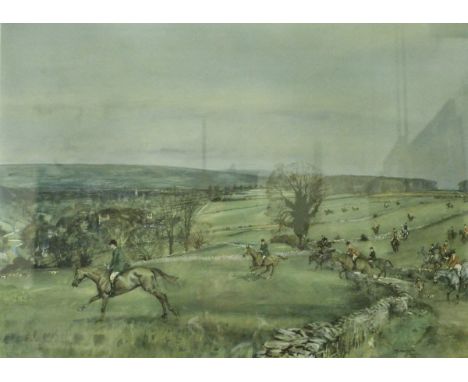 AFTER MICHAEL LYNE "The Heythrop near Upper Slaughter", coloured lithograph, together with a box of assorted prints and paint