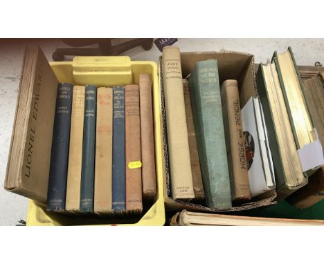 A collection of volumes on the subject of hunting, including LIONEL EDWARDS "Sketches in Stable and Kennel", published 1933, 