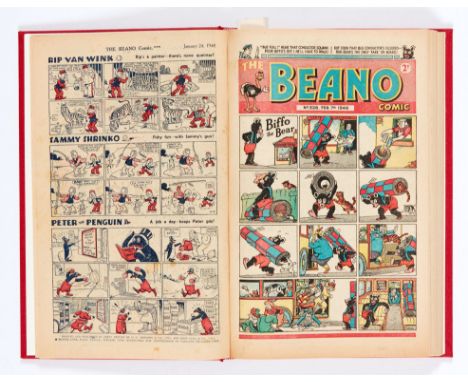 Beano (1948) 326-351. Complete year in bound volume (issued fortnightly). No 326 last Big Eggo cover, No 327 first Biffo the 