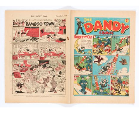 Dandy 49 (1938) First fireworks issue. With First Dandy Monster Comic illustrated ad. Bright front cover with some light over
