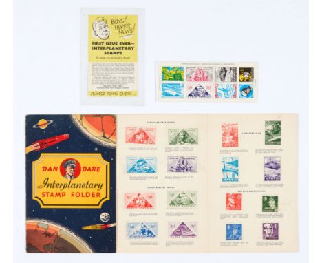 Dan Dare Interplanetary Stamp folder (1953) [fn] Lever Bros/Lifebuoy Soap giveaway complete with all 32 stamps, Free Folder L