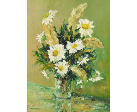 Irene Alger, Still life of flowers, acrylic on board, signed,52x39cm.