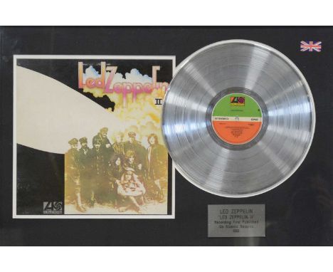 Led Zeppelin, Led Zeppelin II, platinum disc, stereo, K40037, framed with a colour print, overall 51x74cm.