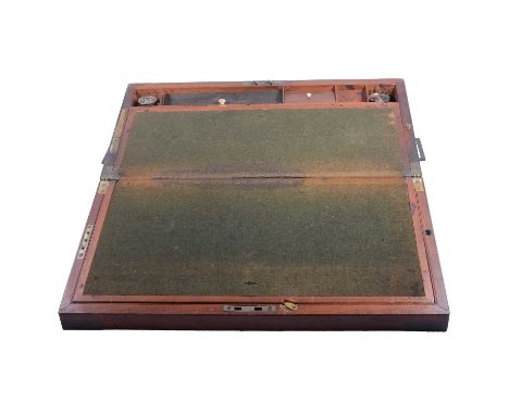 Large Victorian mahogany and brass banded writing slope, width width 51cm.Condition report:Scratches, stains and minor losses