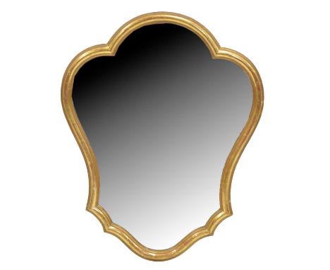 Gilt framed wall mirror, shield shape, 82x62cm, and a pier glass with arched top, 122x46cm.Qty: 2