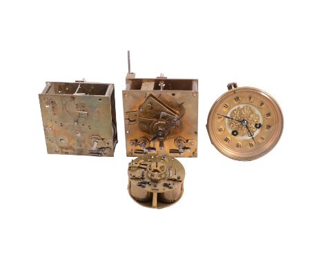 Quantity of assorted clock movements and parts, mostly French cylinder movements and bracket clock movements.Qty: 6 boxes
