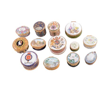 Halcyon Days Millennium enamel box, ltd ed 1645; Mulberry Hall York, ltd ed 26/500; Windsor Castle; seven other enamel boxes;