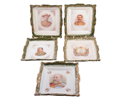 Fifteen Staffordshire pottery lustre plaques, printed with Royal Comemmoratives and other figures, including Queen Victoria D