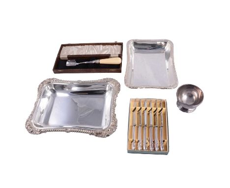 Small cased canteen of cutlery, other plated flatware including a part Mid-Century cutlery set by Dansk with wooden handles, 