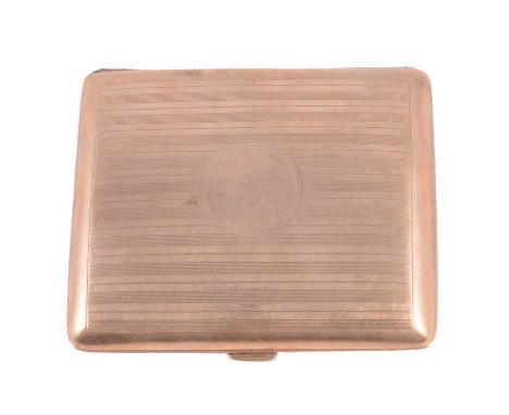 9ct Gold Cigar Case, by C&amp;S, Birmingham, 1863, rectangular with rounded corners and curved shape, engine turned lines and