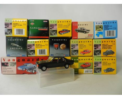 Fifteen boxed Vanguard saloon cars to include a Jaguar 2 piece set, a Rover 2 piece set and models by Vauxhall, Ford, Porsche