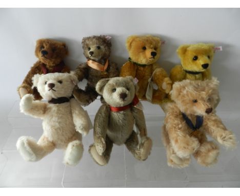 Seven Steiff Year Bears, 2005, 2008, 2009, 2010, 2011, 2012, 2013, 2015 in boxes with certificates