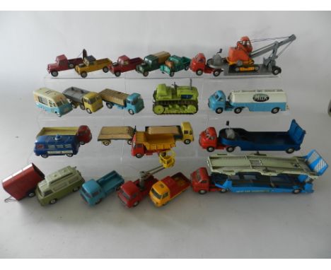 A group of 25 unboxed Corgi Toys dating from the 1960s, commercial vehicles to include Bedford Car Transporter Milk Tanker, M