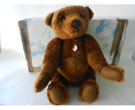 A large Steiff limited edition bear in the original box in brown plush mohair and brown eyes, overall length 60cm