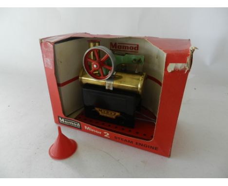 A Mamod Minor 2 Steam Engine dating from the 1960s in original display box with burner and funnel