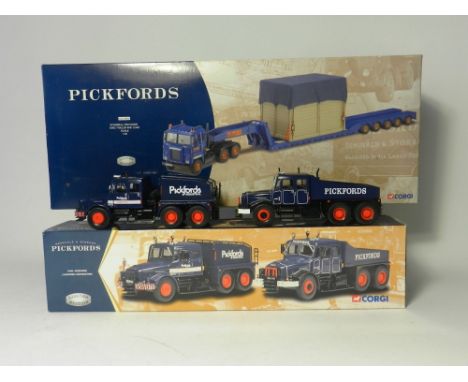 A Corgi Limited Edition Pickfords Scammell Crusader with King Trailer (CC12605) together with CC17904 2 Scammell Contractors