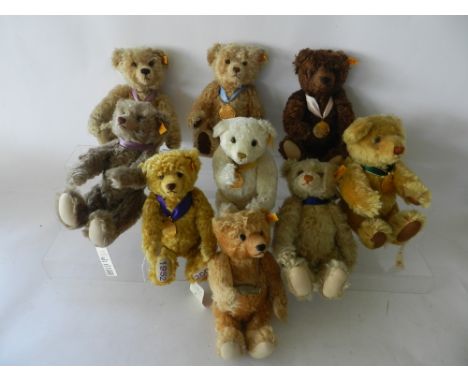 Nine Steiff commemorative bears from the years 2000 to 2006, together with a Steiff Golden Jubilee Bear, Centenary  Bear and 