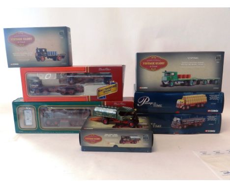 Seven boxed Corgi Vehicles to include 2 Road Transport Heritage models, CC10601 Leyland, CC11609 Leyland, Passage of Time iss