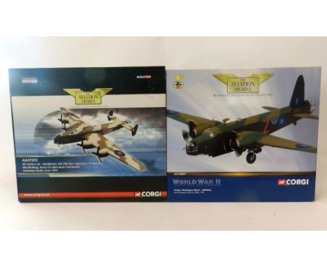 Two Corgi Aviation Archive models AA34802 Vickers Wellington (Burma 1944) and AA37203 Halifax (UK 1943) (2)