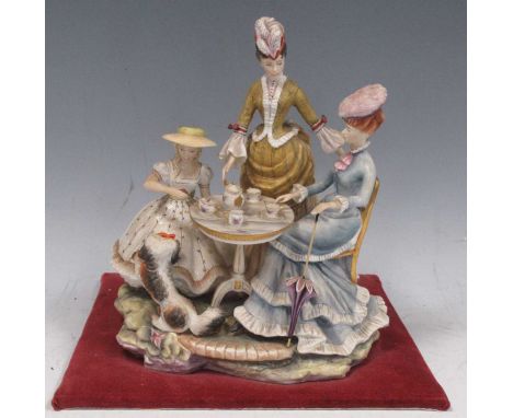 A Royal Worcester porcelain group 'The Tea Party', from the Victorian Ladies Series, a limited edition of 250, 20cm high