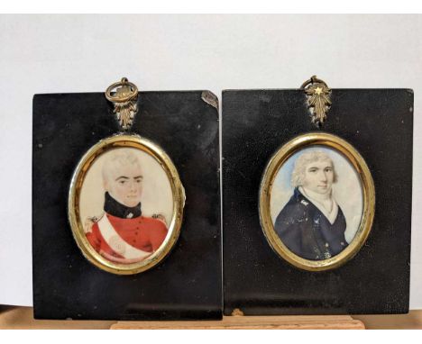 English School, 19th Century Portrait miniature of an officer in regimental uniform, possibly of the North Hants Militia, wat