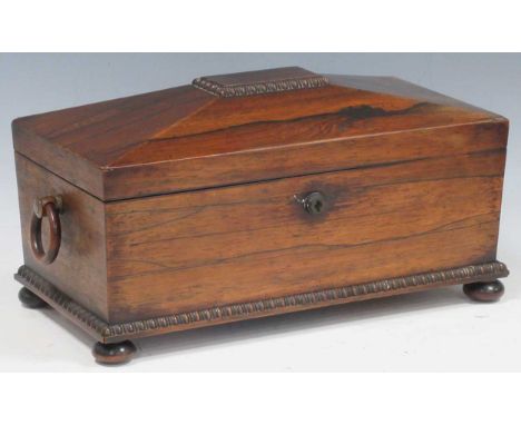 A William IV rosewood tea caddy, sarcophagus shape, 19 x 36 x 18cm 