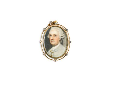 Attributed to Richard Collins (1755-1831)  Portrait miniature of a gentleman, thought to be Charles Paxton (1707/8-1788) in a