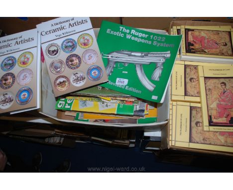 Three boxes of Books: Pilgrimage of Lowe, weapons, Ceramic Artists Dictionary etc