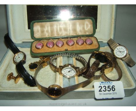 Miscellaneous Wristwatches including Sekonda, Timex, etc., and a set of dress Studs