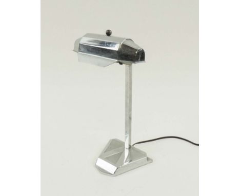 PIROUETTE DESK LAMP, 1920s French art deco, chrome finish, 31cm H.
