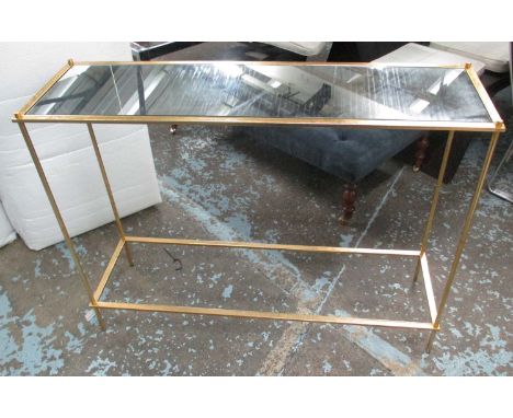 MIRRORED CONSOLE TABLE, in a gilded metal frame, 107cm x 32cm x 80cm H.