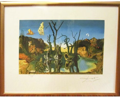 SALVADOR DALI 'Swans selecting Elephants', 1937, Lithograph, signed in the plate and blind-stamped, hand numbered in pencil 1