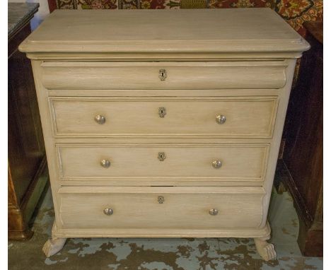 COMMODE, 19th century French Napoleon III traditionally grey painted with four long drawers, 100cm x 50cm x 97cm H.