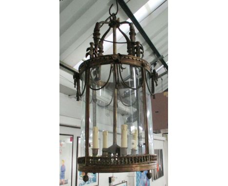 HANGING LANTERN, four branch Louis XV style circular in a bronzed finish, 92cm H plus chain. 