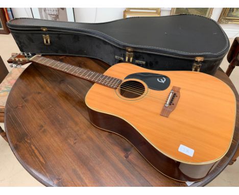 Cased vintage acoustic Epiphone FT-145 Texan.and hard case