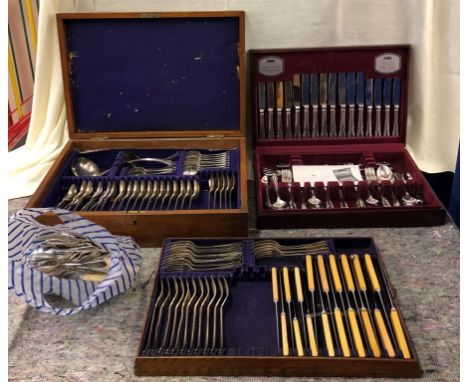 A canteen of vintage cutlery; together with a Dubarry canteen
