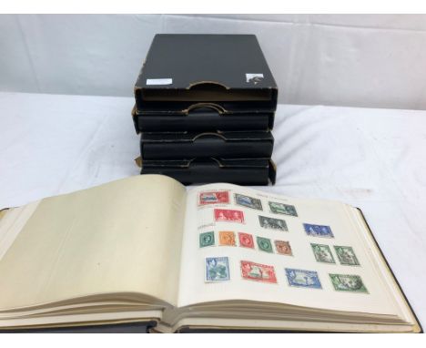 Four sleeved vintage stamp albums of World and GB 