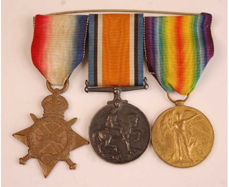 A WW I trio to include 1914-15 Star, British War and Victory, naming 2872 PTE. F. LEVITT. SUFF. R. (3)