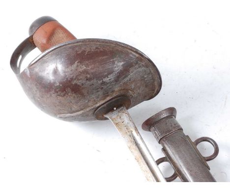 A British 1908 pattern Cavalry Trooper's sword, the 89cm fullered blade stamped to the forte Wilkinson with various ordnance 