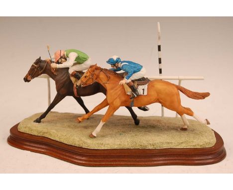 A Border Fine Arts figure group, The Final Furlong, model no. L.109 designed by Anne Wall, limited edition no. 79/950 with ce