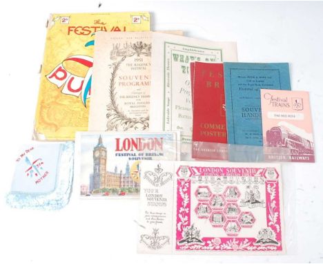 A collection of 1951 Festival of Britain guides, souvenirs and ephemera to include Burnley Music &amp; Drama Official Handboo