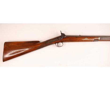 A 19th century percussion sporting rifle, the 69cm octagonal barrel marked to the top flat W. Mills London, having an engrave