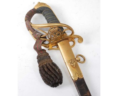 A William IV 1822 pattern Infantry Officer's sword, having an approximately 80cm blade, the folding Gothic hilt with crowned 