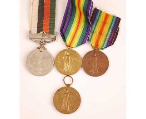 A collection of three WW I Victory medals, naming 34884 PTE. H. MOSS. E. LAN. R., 2225 PTE. F. BROWN. SUFF. R. and 51299 DVR.