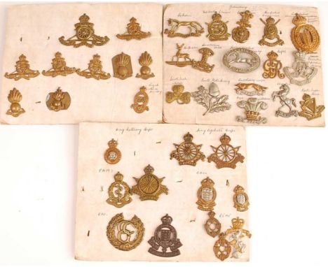 A collection of cap and collar badges to include Army Catering Corps, Army Cyclists Corps, Control Commission Germany, Royal 